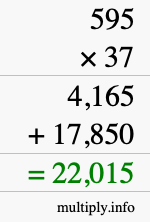 How to calculate 595 times 37 using long multiplication