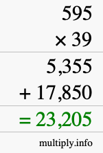 How to calculate 595 times 39 using long multiplication