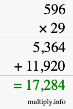 How to calculate 596 times 29 using long multiplication