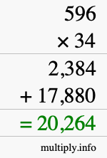 How to calculate 596 times 34 using long multiplication How to calculate 596 times 34 using long multiplication