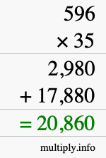 How to calculate 596 times 35 using long multiplication How to calculate 596 times 35 using long multiplication