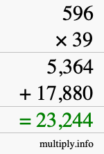 How to calculate 596 times 39 using long multiplication