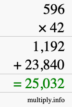 How to calculate 596 times 42 using long multiplication How to calculate 596 times 42 using long multiplication