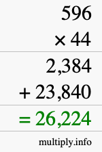 How to calculate 596 times 44 using long multiplication How to calculate 596 times 44 using long multiplication