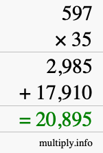 How to calculate 597 times 35 using long multiplication How to calculate 597 times 35 using long multiplication