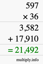 How to calculate 597 times 36 using long multiplication How to calculate 597 times 36 using long multiplication