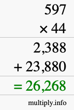 How to calculate 597 times 44 using long multiplication How to calculate 597 times 44 using long multiplication