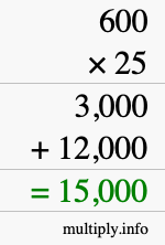 How to calculate 600 times 25 using long multiplication How to calculate 600 times 25 using long multiplication