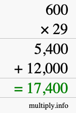 How to calculate 600 times 29 using long multiplication