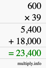 How to calculate 600 times 39 using long multiplication