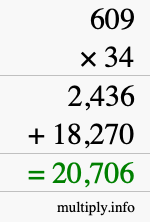 How to calculate 609 times 34 using long multiplication How to calculate 609 times 34 using long multiplication
