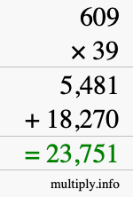 How to calculate 609 times 39 using long multiplication