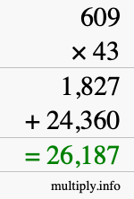 How to calculate 609 times 43 using long multiplication