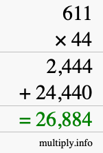 How to calculate 611 times 44 using long multiplication How to calculate 611 times 44 using long multiplication