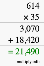 How to calculate 614 times 35 using long multiplication How to calculate 614 times 35 using long multiplication