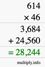How to calculate 614 times 46 using long multiplication How to calculate 614 times 46 using long multiplication