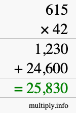 How to calculate 615 times 42 using long multiplication How to calculate 615 times 42 using long multiplication
