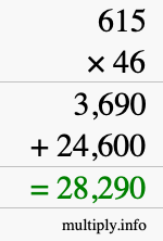 How to calculate 615 times 46 using long multiplication How to calculate 615 times 46 using long multiplication