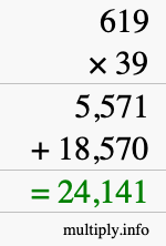 How to calculate 619 times 39 using long multiplication