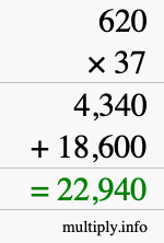 How to calculate 620 times 37 using long multiplication How to calculate 620 times 37 using long multiplication