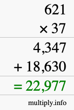 How to calculate 621 times 37 using long multiplication