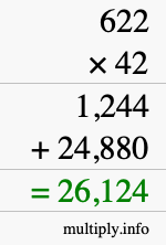 How to calculate 622 times 42 using long multiplication How to calculate 622 times 42 using long multiplication