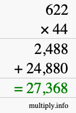 How to calculate 622 times 44 using long multiplication How to calculate 622 times 44 using long multiplication