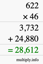 How to calculate 622 times 46 using long multiplication How to calculate 622 times 46 using long multiplication