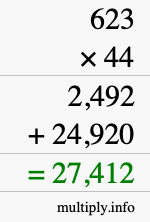 How to calculate 623 times 44 using long multiplication How to calculate 623 times 44 using long multiplication