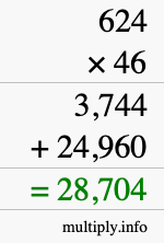 How to calculate 624 times 46 using long multiplication How to calculate 624 times 46 using long multiplication