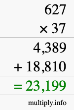 How to calculate 627 times 37 using long multiplication How to calculate 627 times 37 using long multiplication
