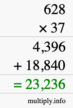 How to calculate 628 times 37 using long multiplication How to calculate 628 times 37 using long multiplication