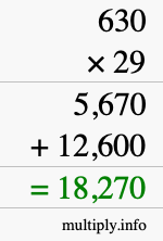 How to calculate 630 times 29 using long multiplication