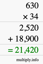 How to calculate 630 times 34 using long multiplication How to calculate 630 times 34 using long multiplication