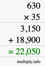 How to calculate 630 times 35 using long multiplication How to calculate 630 times 35 using long multiplication