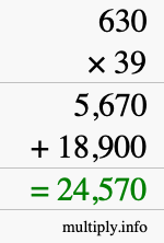 How to calculate 630 times 39 using long multiplication