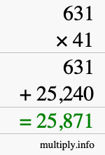 How to calculate 631 times 41 using long multiplication