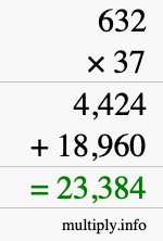 How to calculate 632 times 37 using long multiplication