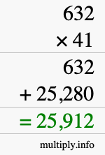 How to calculate 632 times 41 using long multiplication