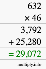 How to calculate 632 times 46 using long multiplication