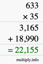 How to calculate 633 times 35 using long multiplication How to calculate 633 times 35 using long multiplication