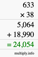 How to calculate 633 times 38 using long multiplication