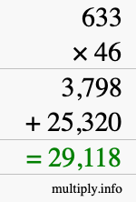 How to calculate 633 times 46 using long multiplication