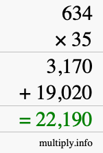 How to calculate 634 times 35 using long multiplication How to calculate 634 times 35 using long multiplication