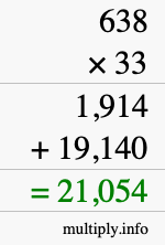 How to calculate 638 times 33 using long multiplication