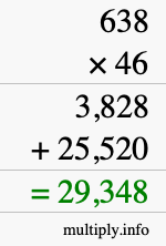 How to calculate 638 times 46 using long multiplication