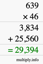 How to calculate 639 times 46 using long multiplication