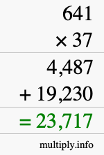 How to calculate 641 times 37 using long multiplication