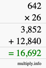 How to calculate 642 times 26 using long multiplication