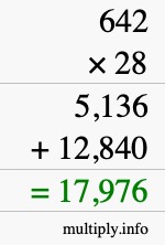 How to calculate 642 times 28 using long multiplication
